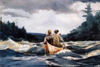 Winslow Homer : Canoe in the Rapids II